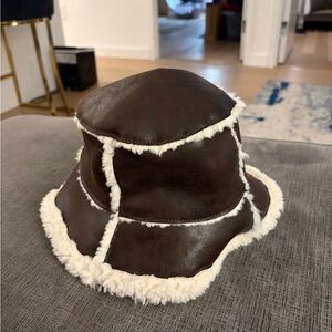 Mango Brown Shearling Bucket Hat